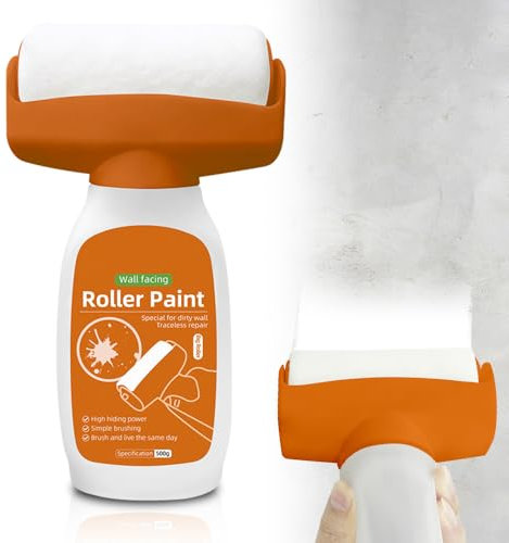 HOVCEH Wandfarbe Ausbessern Weiß, 500g Ausbesserungsfarbe Weiss Roller, Wand Reparatur Rollbürste mit Wandreparaturpast, Weiße Farbe Wand Ausbessern Roller für Graffiti Kratzer und Beschädigte Wände
