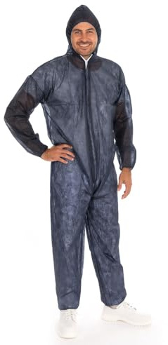 FRANZ MENSCH 100 Stück Hygonorm Overalls Eco mit Kapuze | PP, white, 4XL, L: 190cm, Umfang: 160cm, Box, Einweg Overall mit Kapuze, Chemikalienschutz, Schutzkleidung für Industrie