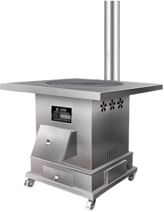 Poêle à bois Poêle à bois en acier inoxydable, poêle à gazéification haut de gamme, chauffage d'intérieur sans fumée, combustion du bois à domicile chauffage et cuisinière(Petit)