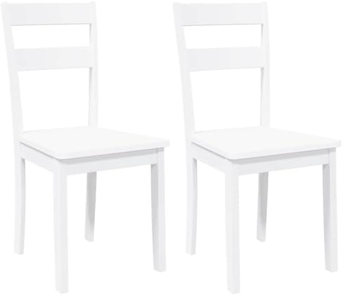 Sillas de Comedor 2 Unidades Madera Maciza de Caucho Blanco, Silla de Comedor, Silla de Cocina, Asiento de Comedor, vidaXL