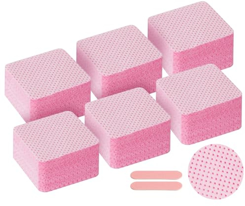 LOPHE luddfria nagelrondeller, 300 bitar cellulosa för gelnaglar med 2 nagelfilar, nagelvåtservetter, rengöringsdynor för gelnaglar, rengöringsdynor för gelnaglar, rosa