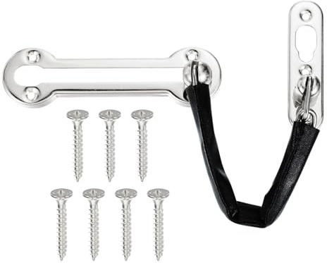 PATIKIL Door Chain Lock, Door Lock Latch Door Guard with Chain Latch for Protect Front Doors Inside Doors with 7 Pcs Screws for Home Bedroom Hotel Apartment, Brushed Silver