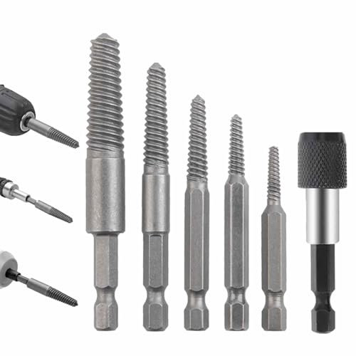 Lunaobrik Set fácil de extracto de tornillo, gadgets fríos para hombres,Herramientas eléctricas de servicio pesado con extracción de pernos múltiples de 6 piezas | Mejoras para el hogar, piezas y