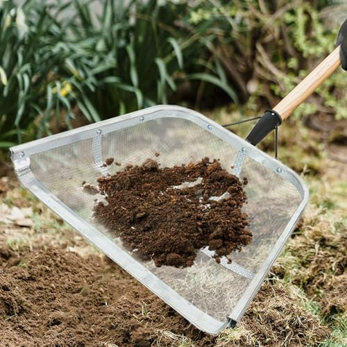 Tamis de sol pour jardinage, tamis de jardin pour pierres avec poignée, pelle de ferme ergonomique multifonctionnelle, tamis en maille de sable, tamis en maille