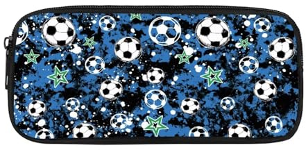 Yexignaon Federmäppchen für Jungen im Alter von 6 8 10 12 Jahren Bleistift-Aufbewahrungsboxen mit Deckel, leichte Schreibwaren-Stifte Tasche für die Schule, Fußball 8, Taschen-Organizer