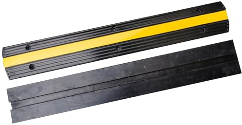 Paquete de 2 Rampas Pasacables Suelo de Goma de 1 Canal, Canaleta Cables Suelo para Cables de Extensión en Exteriores, Evita Que Los Cables Se Vuelquen en Exposiciones