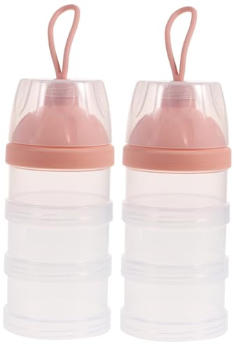SOIMISS 2 Stück Milchpulver Aufbewahrungsbox Teilig Stapelbar Luftdicht Schichten Babynahrung Portionierer mit Unabhängigen Fächern Kapazität Je Praktische Reisebox Rosa