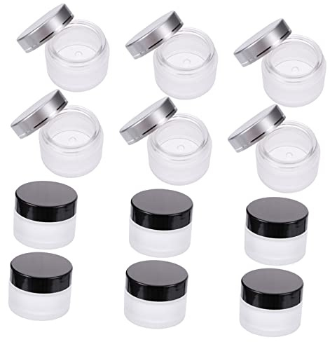 OUFGXZL Lot de 12 Petites Bouteilles en Verre Mat for crèmes de, hydratants, Masques faciaux, Pots Portables avec couvercles for l'organisation