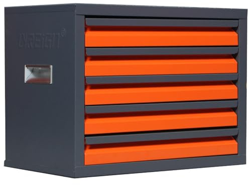 LuckyNote】5-Drawer Steel Milling Cutter Cabinet Drill bit Storage Cabinet Coated Parts Storage Cabinet,15.7x9.4x11.8 Inch,Ball-Bearing Slides
