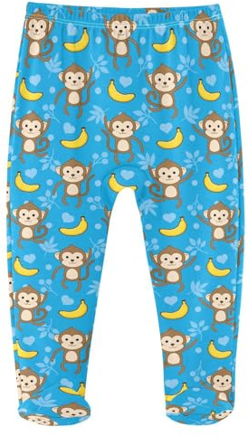 JHKKU Monkey Banana Baby Boys Footed Pants Cotton Infant Tights Casual Bottoms Crawling Pants 3M