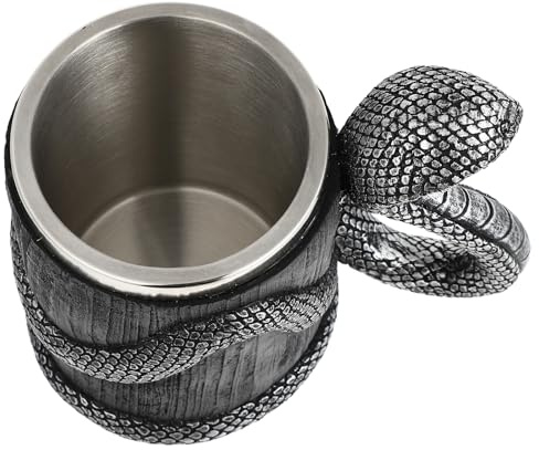 Healifty Mug à Eau Gazeuse 600 Ml en Acier Inoxydable Intérieur Inox, Couleur Argenté Noir, Gobelet Pratique Isotherme pour Maison et Boissons D'été, Tasse Portable Design Artistique