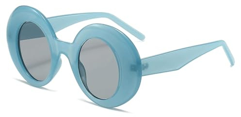 Mode falska glasögon ovala glasögonbågar solglasögon vintage damer glasögonbåge UV400 glasögonbåge resetillbehör(Blauw)