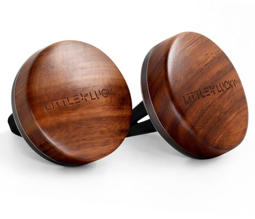 Littlelucky Car Air Freshener, 2 PCS North America Walnut Wood, Car Air Freshener Vent Clip for Hidden Air Vent etc, 4 PCS Scent Refills, 2 Natural Plant Extract Fragrance Long-lasting for 120 Days