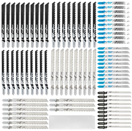 80 Stück Stichsägeblätter Set,Professional Sägeblätter Stichsäge Aus Hochkohlenstoffhaltigem Stahl, T-Schaft Stichsägeblätter für Holz, Kunststoff und Metall