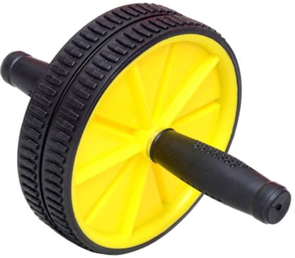 SOLUSTRE Ab Doppelrad Bauchmuskelroller aus Stahlrohr und Pvc Geräuschloser Ab Wheel Bauchtrainer für Effektives Core training Geeignet für Männer und Frauen Fitnessgerät für Zuhause Gelb