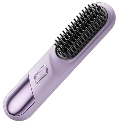 Fer à repasser sans fil - Brosse rechargeable - Fer droit sans fil avec 4 réglages de température | Pour femmes, hommes, court, long, bouclés et ondulés, voyage, plage,