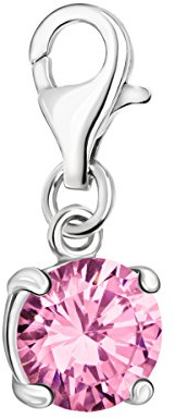 Quiges Dam Berlock Charm Rosa Zirkonia Silver Kvinnors Smycken för Charmarmband