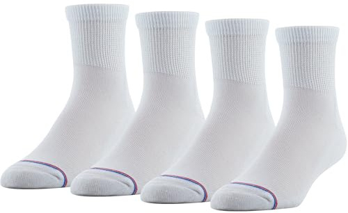 MediPeds unisex-adult Quarter Socks With Non-Binding Top and Cushion, Multipairs, White (4-pairs), Shoe Size: Men's 7-12; Women's 10-13