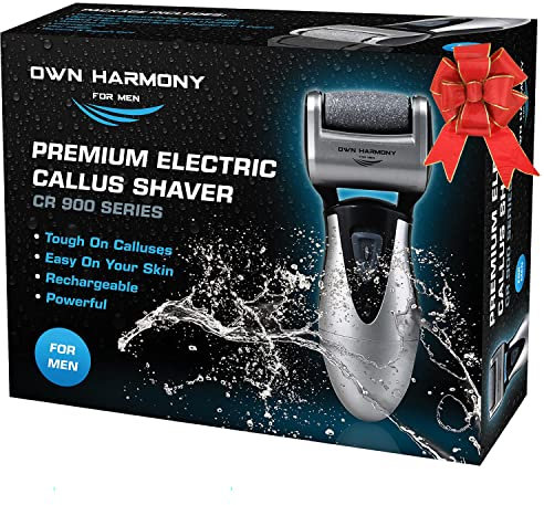 Electric Hard Skin Remover for Men by Own Harmony: USA's Best Rated Callus Remover- Rechargeable Pedicure Tools w 3 Coarse Rollers, Velvet-Smooth Foot Care Professional Spa Pedi Feet File (USB Cord)