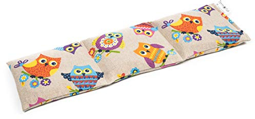 TERMOSAK Cuscini termici naturali con semi di soia verde e lavanda, 45x14, cuscino termico microonde/freezer, impacco caldo/freddo, molto resistente. (01 - Gufi, 45x14)