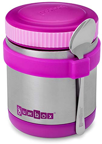 Yumbox Zuppa Leakproof Triple‑Insulated Stainless Steel Thermal jar, 14 oz, for Hot & Cold Meals, Keeps Food Hot 6 Hours/Cold 12 Hours, Wide Mouth with Removable Utensil Band, Bijoux Purple