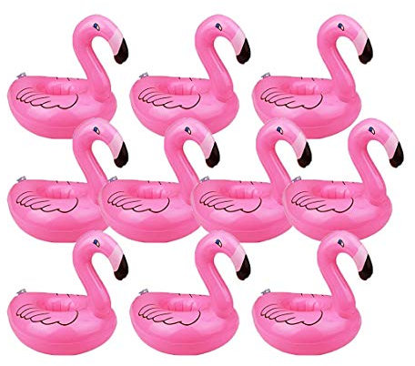 AcserGery Aufblasbarer Getränkehalter PVC Flamingo Schwimmender Bierhalter Getränke Dosenhalter Flaschenhalter Getränkehalter für Schwimmbad Strand 10 Stück - Rosa (Rosa)