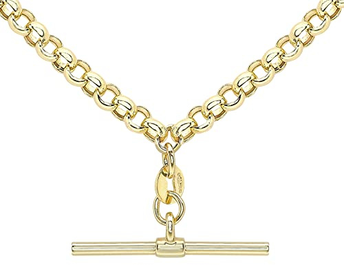 CARISSIMA Women's 9ct Yellow Gold Belcher Chain T-Bar Necklace - 46cm/18'