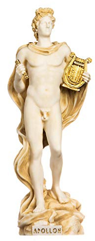 BeautifulGreekStatues Apollo Gott der Musik Poesie Kunst Goldton Alabaster Statue Skulptur 33cm