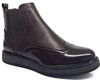 IVACHY Women Chelsea Boots Elastic Stretch Ankle Strap Ladies Fashion Brogues Winter Wedge Boots Size Brown