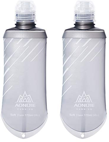 Azarxis Gourde Souple Flasque Running Bidon Sport Pliable Poche Hydratation Flacon Bouteille d'eau pour Randonnée Marathon (170ml - 2 Pièces)