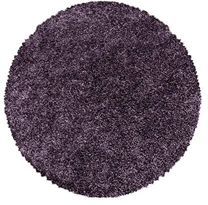Carpetsale24 Shaggy Hochflor Teppich 160 cm Rund Violett weich flauschig modern einfarbig Für Wohnzimmer oder Schlafzimmer für Wohnzimmer Schlafzimmer Flur