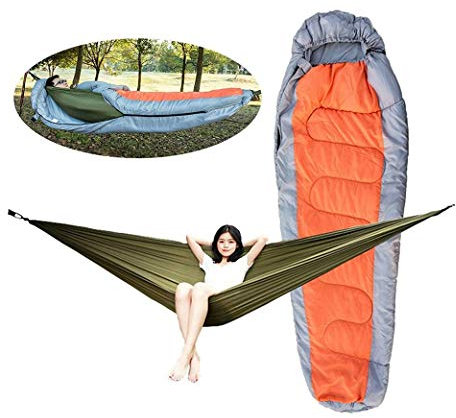 SMSOM 2in1outdoors Schlafsäcke für Erwachsene, warmes kaltes Wetter Leichte, tragbare, wasserdichte Rucksack-Schlafsäcke ideal zum Wanderreisen (Color : Orange)
