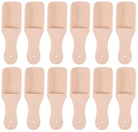 EXCEART 12 Stücke Mehlschaufel Teeschaufel Salzlöffel Tee Schäufelchen Gewürzschaufel Kaffeeschaufel Futterschaufel Mini Holz Schaufel für Kaffee Salz Zucker Gewürze Mehl Löffel 108H9L84009N 9.7X3CM