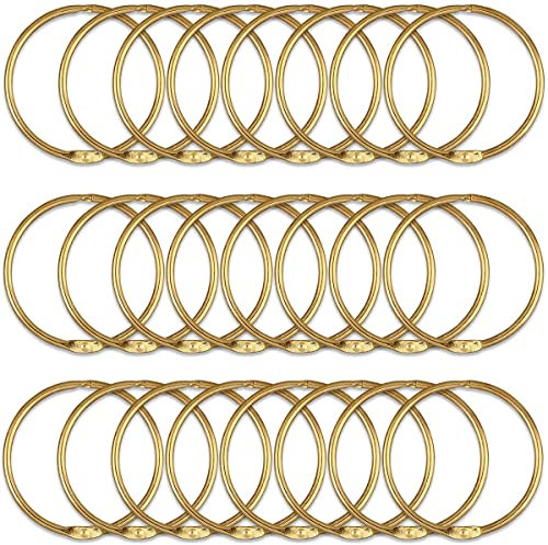 24Pcs Shower Curtain Rings, Rustproof Metal Round Shower Ring Hooks for Bathroom, Decorative Shower Curtain Rings for Shower Rods Curtains (Gold)
