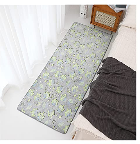 TOMYEUS Alfombra Alfombra Luminosa Kn Dormitorio Conjunto de Cama Luna Estrellas Luna Planet Peluche Terciopelo Alfombra Niños Play Floor Mat Alfombra de área (Color : Gray Alien 2, Size : 100x160cm)