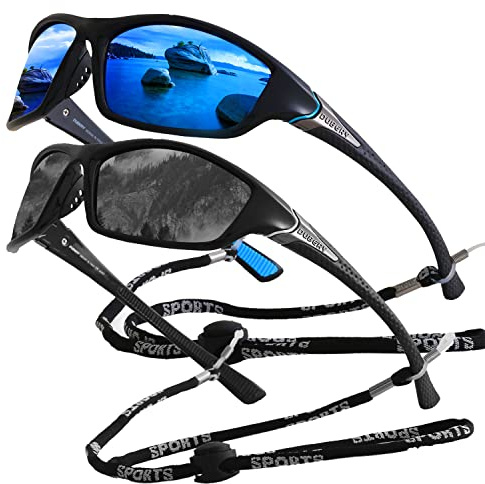 yoofun Sonnenbrille Herren Polarisiert UV400 Schutz zum Fahren Radfahren Golf Fischen Laufen Segeln Skifahren mit Brillenband Sunglass Strap