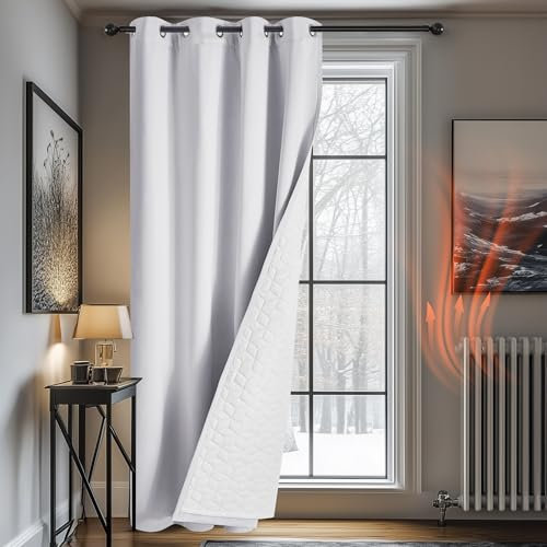 Deconovo Cortinas Termicas Aislantes Frio y Calor para Salon Dormitorio de Opacas 1 Pieza 132x214cm Gris Perla