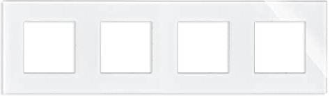 Luxus-Time Wippschalter Lichtschalter Steckdosen Glas Rahmen Unterputzdose UP Schuko Wipp Wandschalter Einbau Kippschalter Weiß (4-Fach Rahmen Glas)