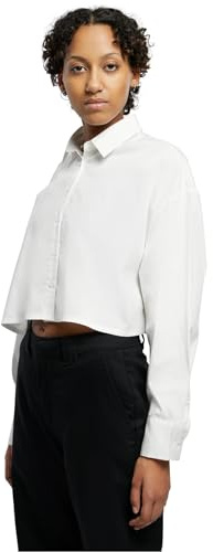 Urban Classics Ladies Cropped Oversized Blouse, White, XS Femme