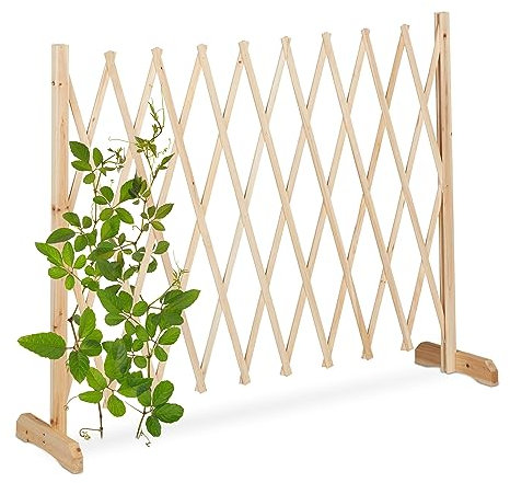 Relaxdays Grigliato in Legno per Rampicanti, Allungabile 275 cm, Graticolato per Piante Giardino Balcone, Marrone Chiaro, 90 x 275 x 28 cm