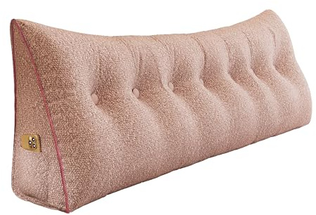 Rucener Stor triangulär kudde, högt ryggstöd, ryggstödskudde för säng, perfekt som kudde för att titta på teve och för läsning, finns i många storlekar, 180 cm, rosa