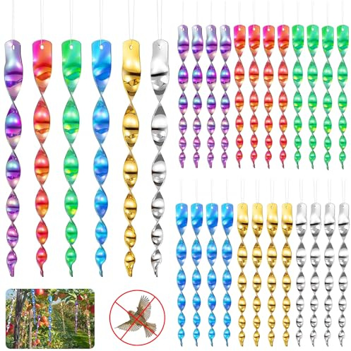 TTYSHIP® 30 Pièces Effaroucheur Oiseaux Spirale, Effaroucheur Oiseaux Spirale Couleur 29,5cm, 360 Degrés Répulsifs Oiseaux Reflechissants pour Maison Jardin Balcon Verger