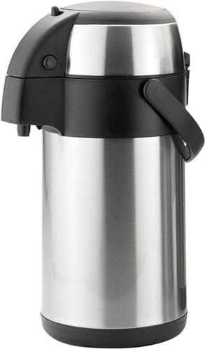 Buystarget 3L Airpot Stainless Steel Coffee Dispenser Double Wall Insulated Flask Coffee Tea Urn Vacuum Pump + Safety Lock & Carry Handle Thermal Teapot Hot Cold Water Drink Event Travel Jug Air Pot