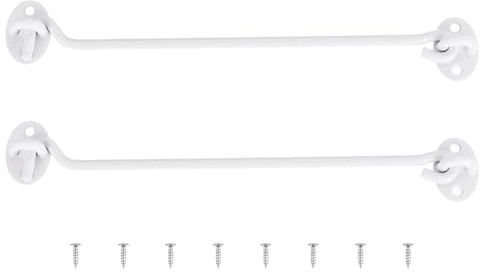sourcing map 2 Stück 25,4 cm Haken- und Ösenriegel, Scheunentürschloss, Privatsphäre, Edelstahl, Torschloss für Fenster, Kabinenhaken, Schiebetür, Schlafzimmer, Badezimmer, Weiß