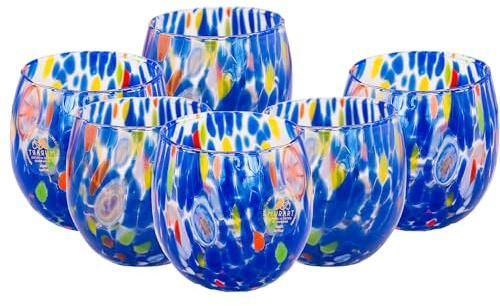MurArt Lot de 6 verres de Murano de 400ml Collection Marea en verre soufflé à la main fabriqué artisanalement en Italie