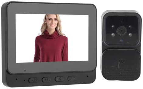 Videocitofono 1080P con Monitor, Kit Videocitofono Smart WiFi, Audio Bidirezionale e Visione Notturna a Infrarossi, Campanello di Sicurezza Visiva Wireless per la Casa