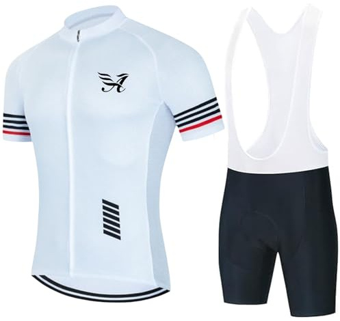 Pro Team 2024 Radtrikot Set für Herren, Sommer, Mountainbike-Jersey und Trägerhose mit 9D-Polsterung, Gel, atmungsaktiv, für Outdoor-Sportarten