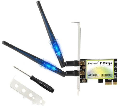 PCIe WLAN Karte – AC1200 Dual-Band 2,4 GHz & 5 GHz + Bluetooth 4.2 – Wireless PCI-E Adapter mit Low-Profile Bracket & Kühlkörper – Für Gaming PC & Desktop – Windows 11/10/8.1/8/7 (32/64 Bit) & Linux