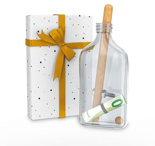 LUKEDO Flaschensafe für Geldgeschenke - Komplettset mit Geschenkverpackung | Originelle Geldgeschenke Verpackung und Gutschein Verpackung. Das Flaschenrätsel ist ideal für Geburtstage & Jugendweihe