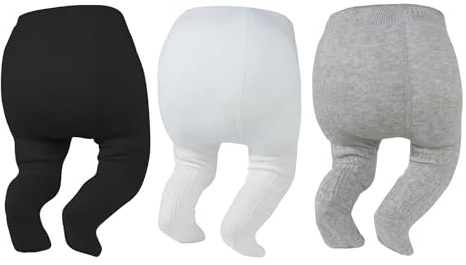 Zando Newborn Baby Girl Tights 0-6 Months Cable Knit Cotton Leggings 3Pack